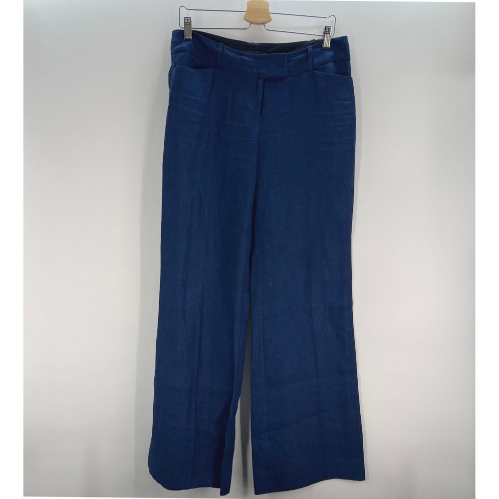 The Limited Cassidy Fit Blue Linen Wide Leg Pants Size 8 Reg Linen Trousers - Picture 9 of 9